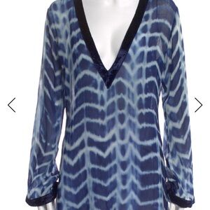 Payal Jain -Elegant Blue Patterned Swim Cover-Up